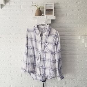White plaid long sleeve Hunter button-down